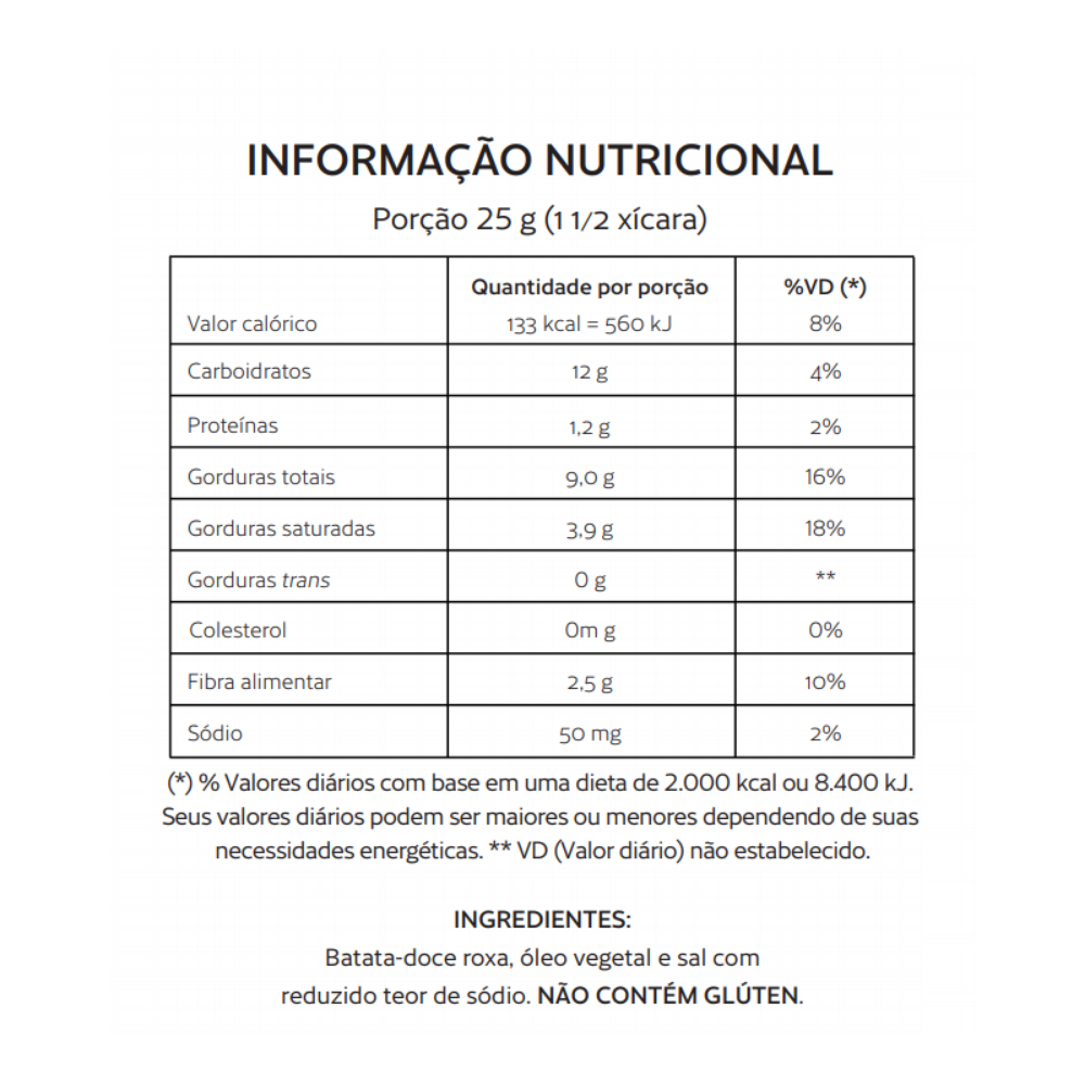 Caixa c/ 24 unid. Chips de  Batata-Doce Roxa Roots To Go 45g