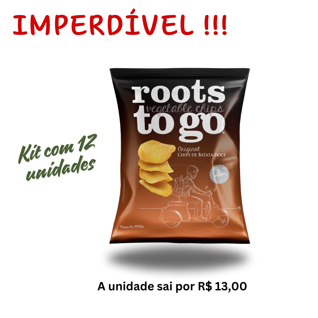 Caixa c/ 12 unid. Chips de Batata-Doce Roots To Go 100g