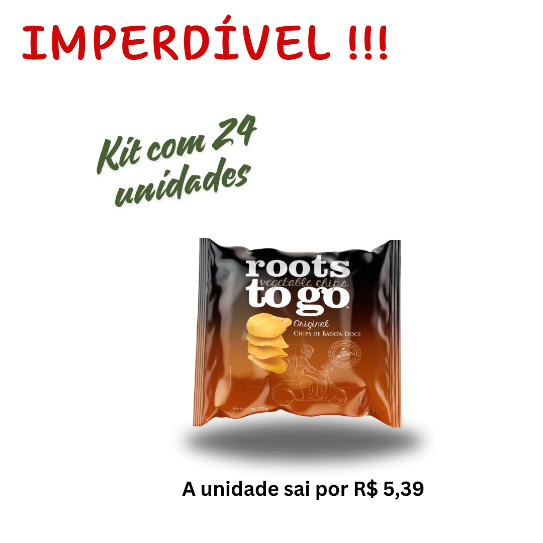 Caixa c/ 24 unid. Chips de Batata-Doce Roots To Go 22g