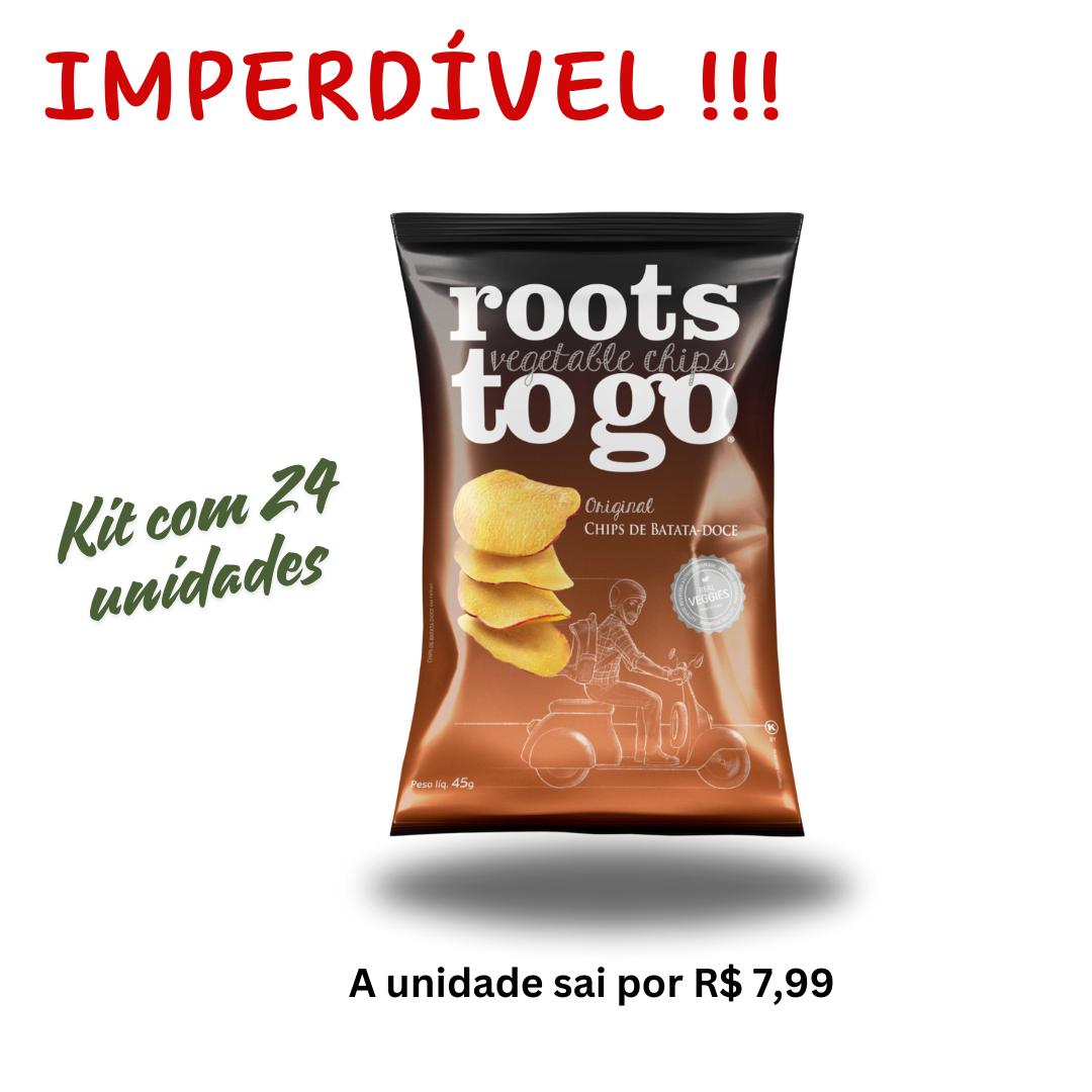 Caixa c/ 24 unid. Chips de Batata-Doce Roots To Go 45g