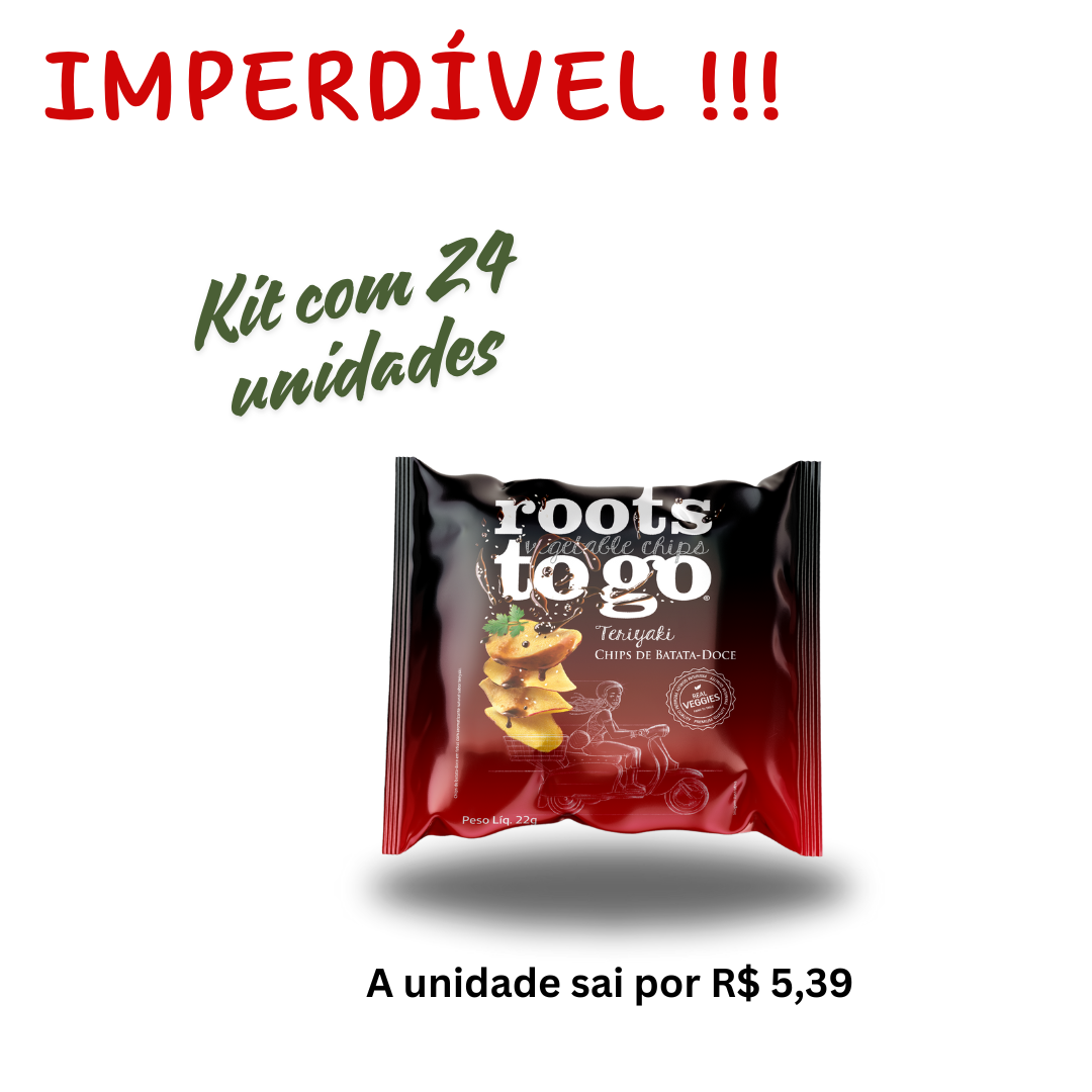 Caixa c/ 24 unid. Chips de Batata-Doce Teriyaki Roots To Go 22g