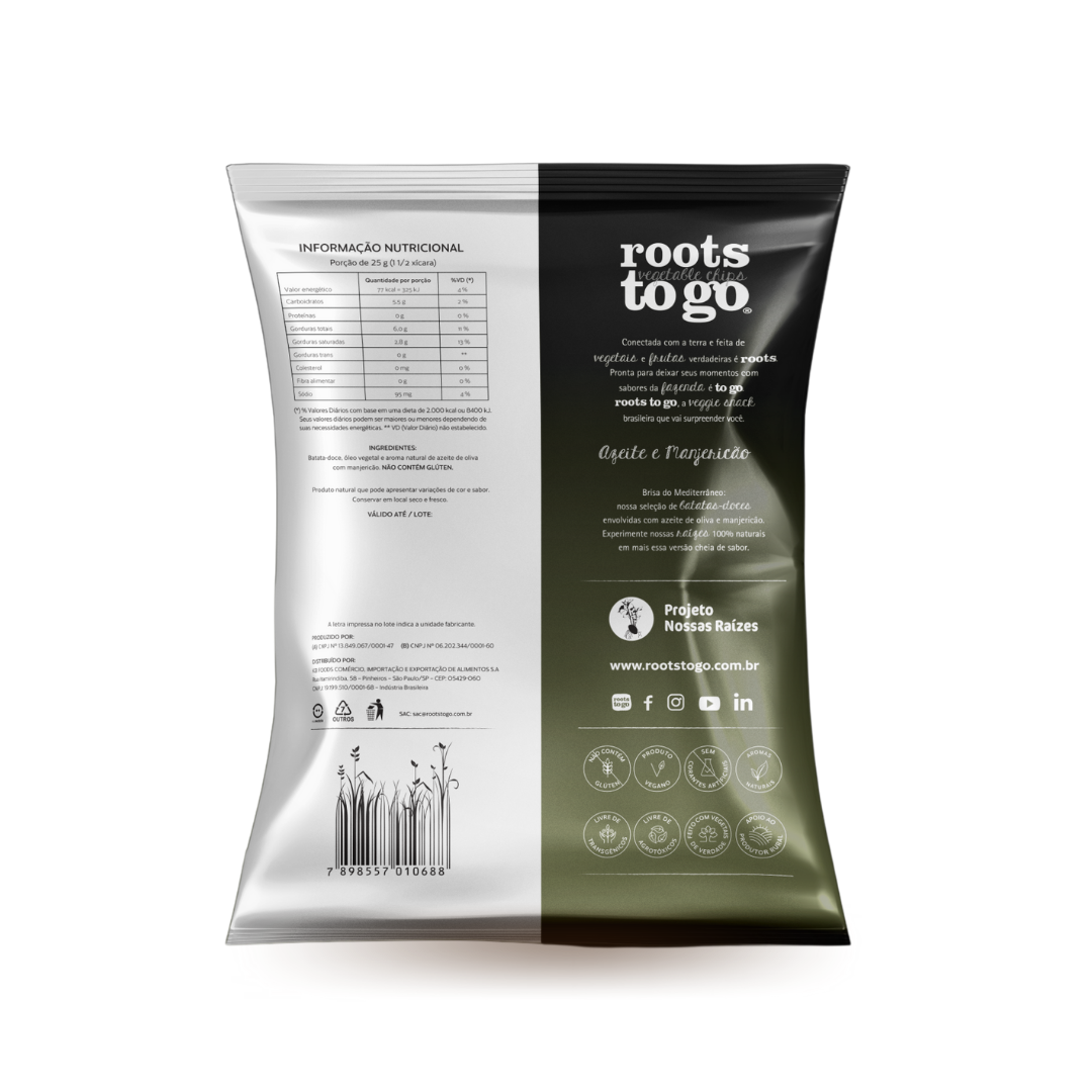 Chips de Batata-Doce Azeite e Manjericão Roots To Go 100g