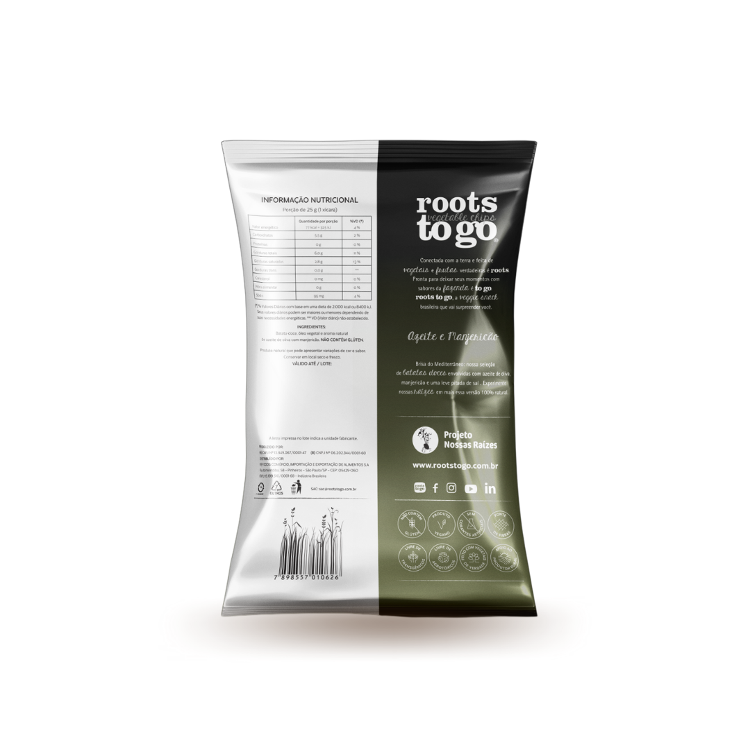 Chips de Batata-Doce Azeite e Manjericão Roots To Go 45g