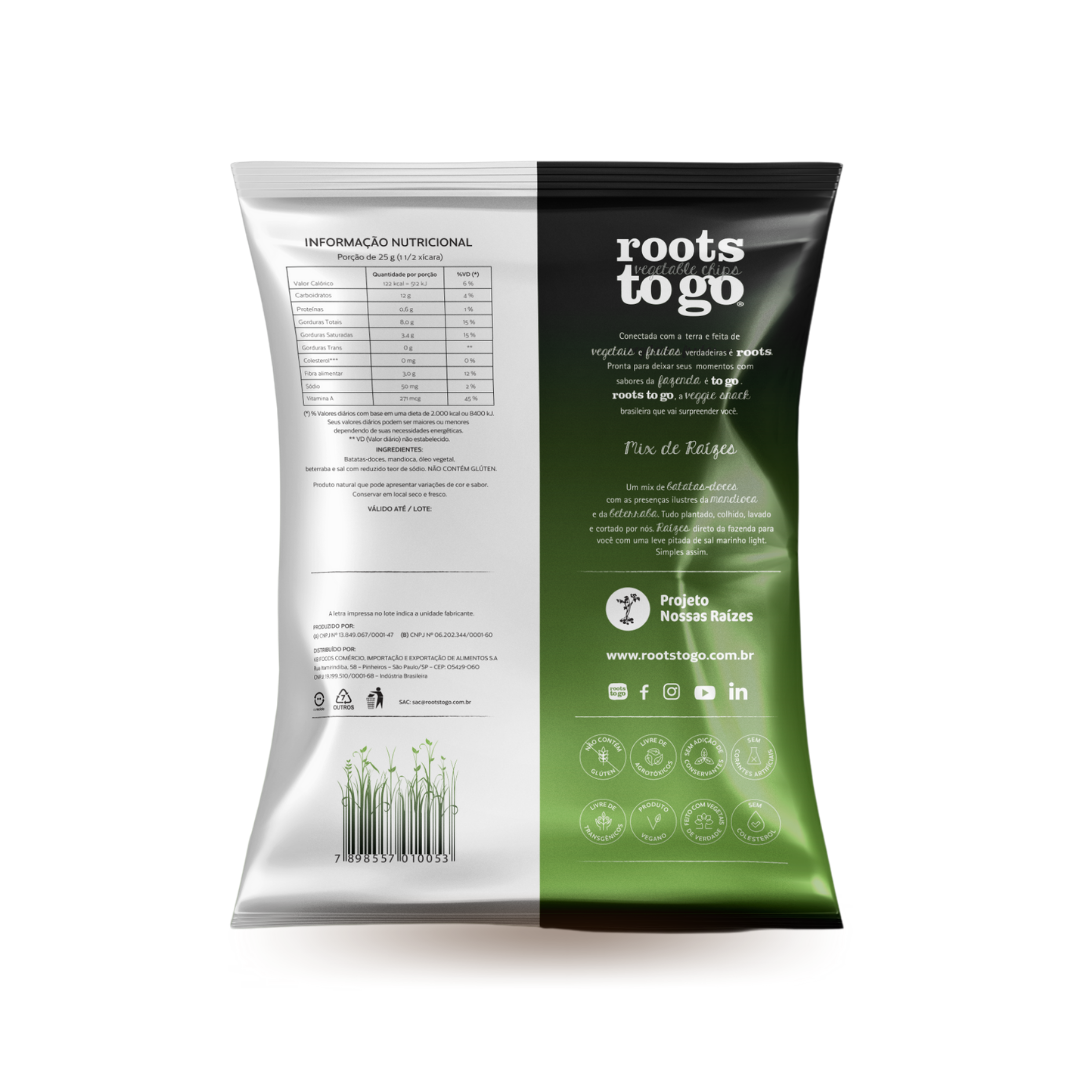 Chips de Mandioca e Batata-Doce Roots To Go 100g