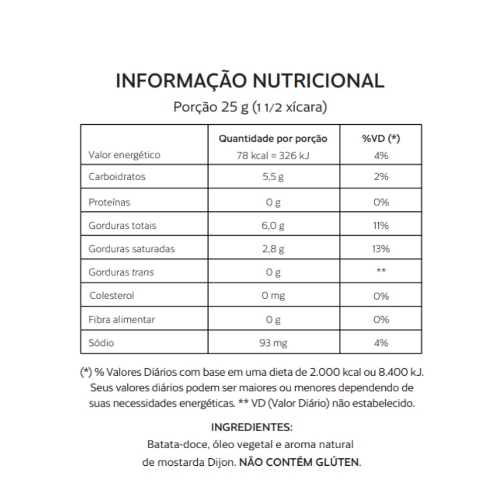 Caixa c/ 12 unid. Chips de Batata-Doce Mostarda Dijon Roots To Go 100g